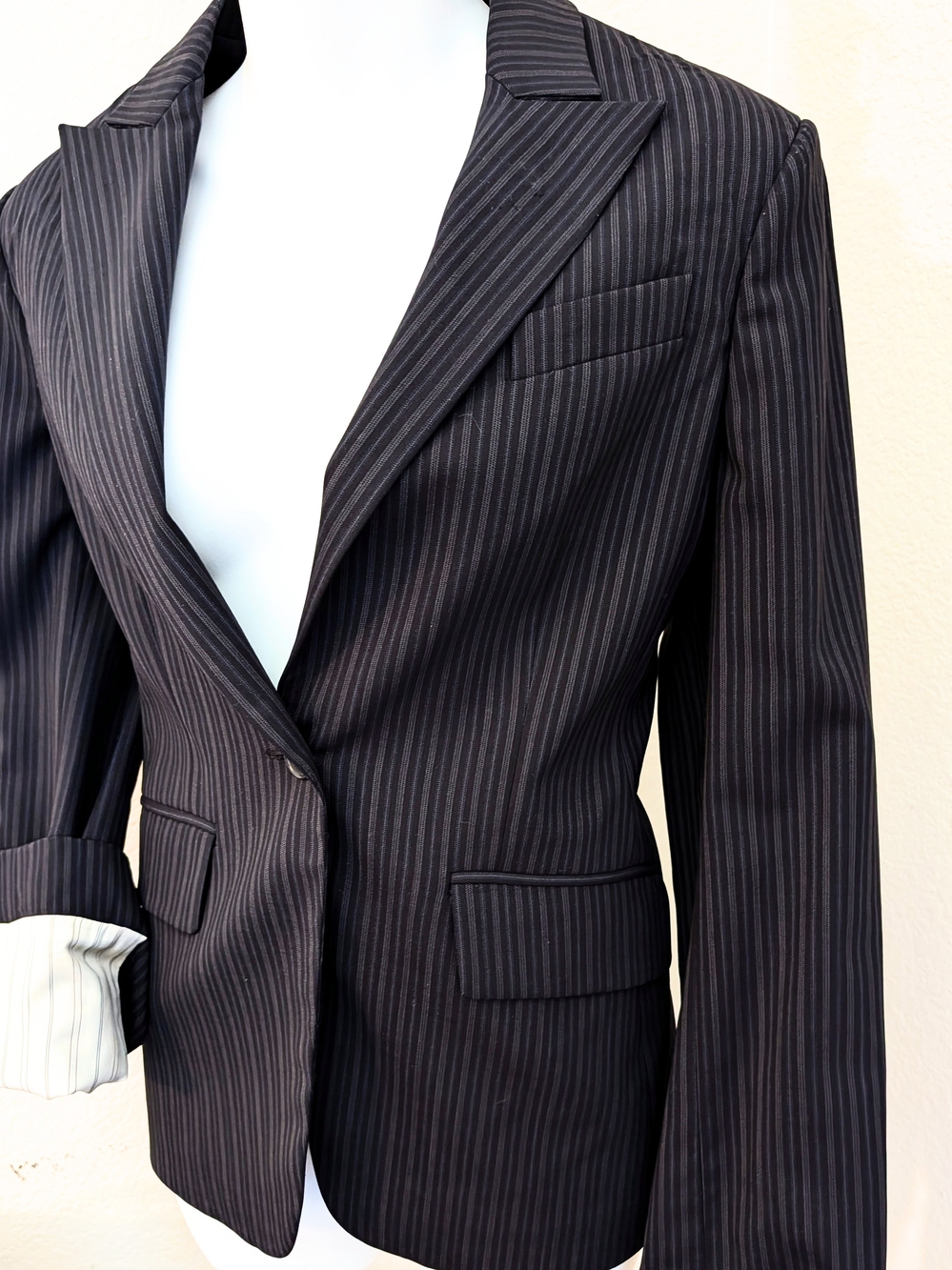 BCBGMaxAzria Black Pinstripe Tailored Blazer